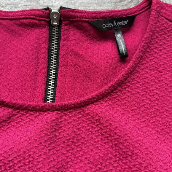 Daisy Fuentes Fuschia Textured Three Quarter Sleeve Sheath Dress - Picture 4 of 6